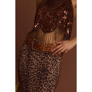 12th Tribe Saloon Washed Cognac Studded Belt Size O/SO/S